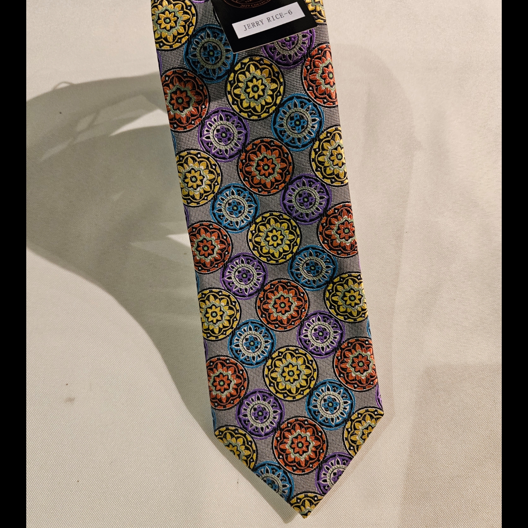 Yellow And Blue Geometric Silk Tie